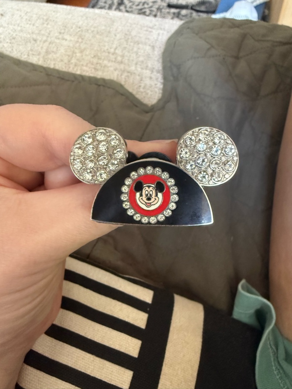 Black Mickey Pin Accessory with Rhinestones